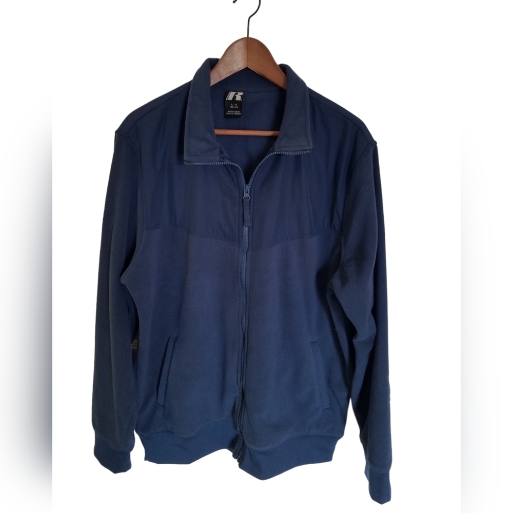 Russell Men's Full Zip Fleece Panel Track Jacket Navy Size L